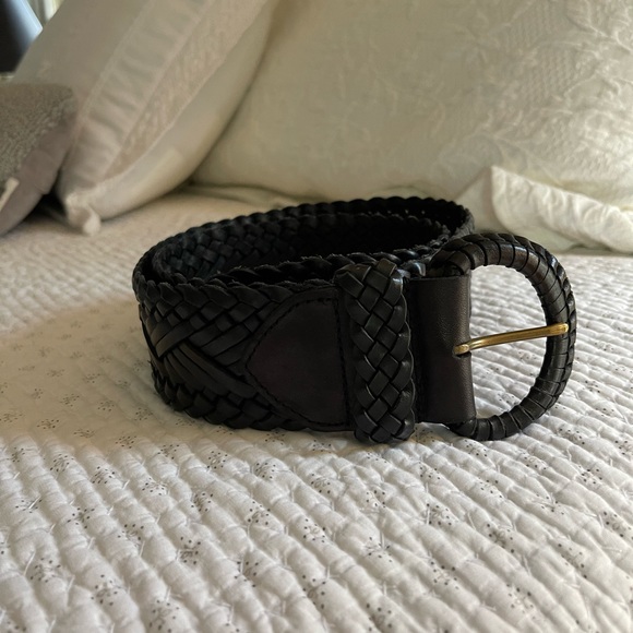 Gap Black Leather Woven Belt - Picture 2 of 4
